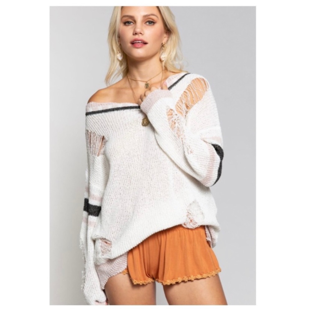POL Distressed Lightweight Sweater